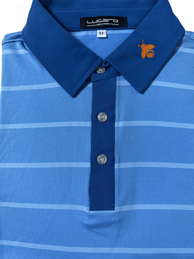 男款｜螢火蟲系列 橫條紋清爽藍 彈性軟料短袖POLO衫-男5