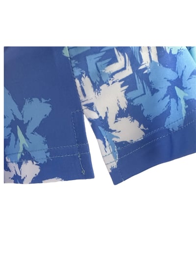 情侶款｜渡假感 夏威夷風印花-POLO衫短袖上衣-藍（女）6