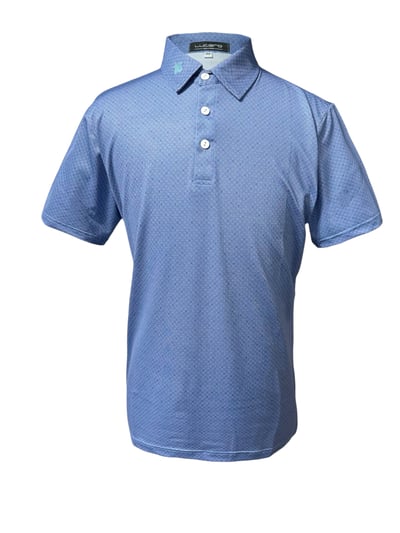 男款｜螢火蟲系列 寶藍幾何滿版小印花短袖POLO衫-男1