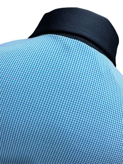 千鳥小格紋印花 繡花POLO衫-藍（男）3