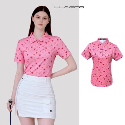 情侶款｜螢火蟲系列 雅痞粉色 撞球印花短袖POLO衫-女9