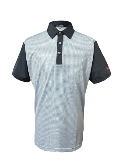 情侶款｜小十字深淺藍印花 短袖POLO衫-男1