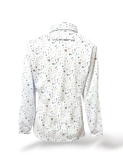 情侶款｜俏皮實驗室圖騰印花 長袖款-白底（女）8