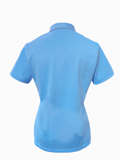 女款｜螢火蟲系列 滾邊白領 針織柔霧水彩藍色 短袖POLO衫-女2