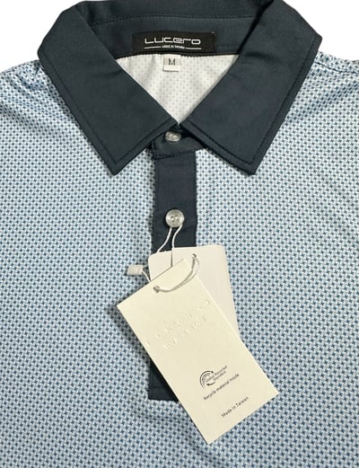 情侶款｜小十字深淺藍印花 短袖POLO衫-男4