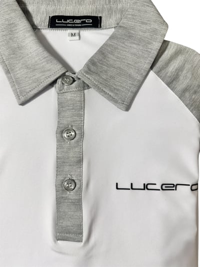 情侶款 | 灰袖拼接白色-POLO衫短袖上衣-灰袖（女）4