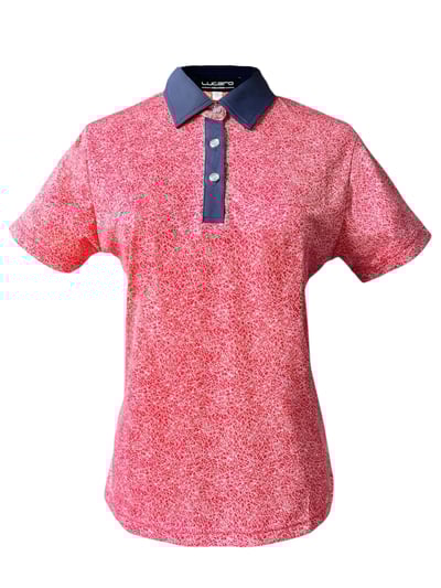 情侶款｜閃耀星圈圖案印花-POLO衫短袖上衣-紅（女）1332041