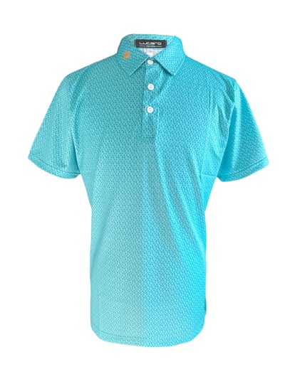 情侶款｜螢火蟲系列 湖水藍綠色 小楓葉印花短袖POLO衫-男1