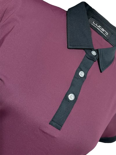 螢火蟲系列  紫莓紅酒撞色 短袖POLO衫-女3