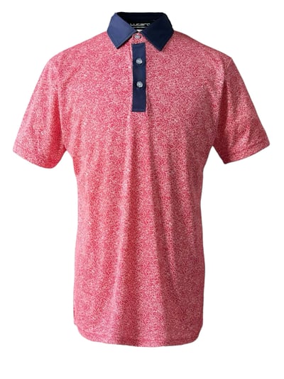 情侶款｜閃耀星圈圖案印花-POLO衫短袖上衣-紅（男）1332041