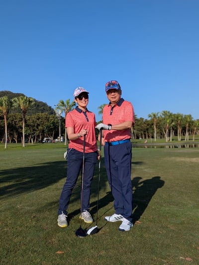 情侶款｜閃耀星圈圖案印花-POLO衫短袖上衣-紅（女）1332049