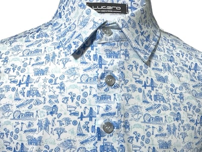 情侶款｜螢火蟲系列 旅遊地圖印花 短袖POLO衫-男3