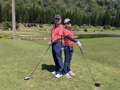 情侶款｜閃耀星圈圖案印花-POLO衫短袖上衣-紅（女）13320410