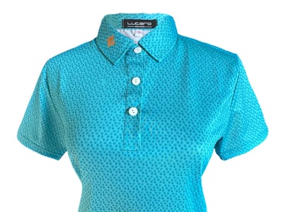 情侶款｜螢火蟲系列 湖水藍綠色 小楓葉印花短袖POLO衫-女2