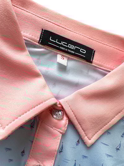 情侶款 | 淺藍帆船印花-POLO衫短袖上衣-粉（女）4