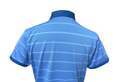 男款｜螢火蟲系列 橫條紋清爽藍 彈性軟料短袖POLO衫-男4