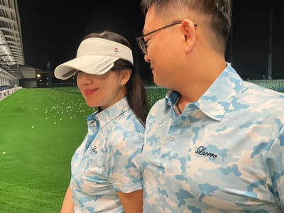 情侶款 | 迷彩圖案POLO衫短袖上衣-碧藍色（女）8