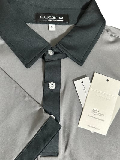 情侶款｜螢火蟲系列 灰色拼接黑 撞色 短袖POLO衫-女5