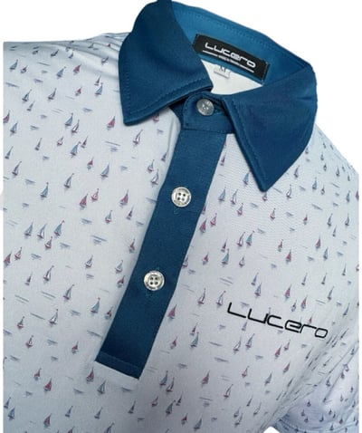 情侶款 | 淺藍帆船印花-POLO衫短袖上衣-靛藍（男）4