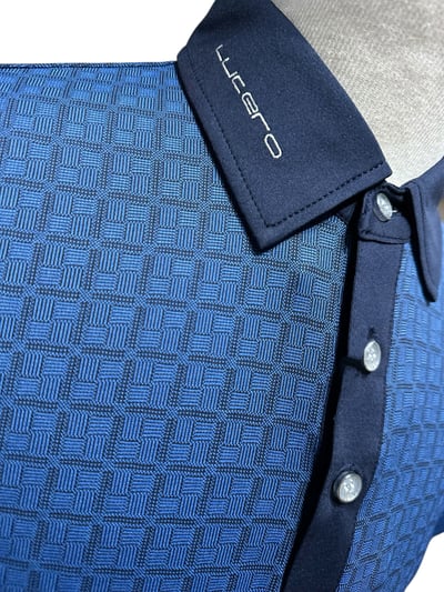 方格紋圖案印花-POLO衫短袖上衣-深藍（男）3