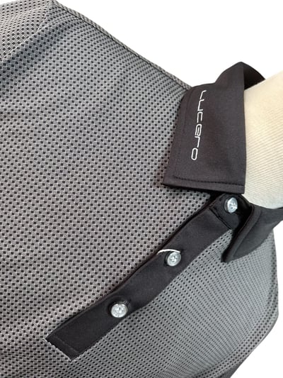 小格紋圖案-領口繡花POLO衫短袖上衣-灰（男）4