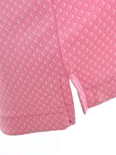 菱格紋印花粉草莓牛奶色-POLO衫短袖上衣-粉（女）3