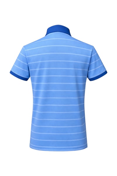 男款｜螢火蟲系列 橫條紋清爽藍 彈性軟料短袖POLO衫-男2