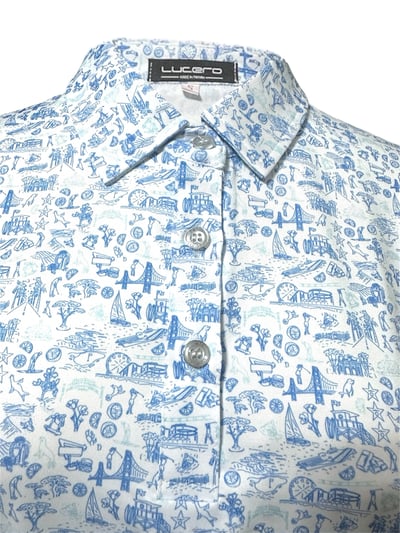 情侶款｜螢火蟲系列 旅遊地圖印花 短袖POLO衫-女3