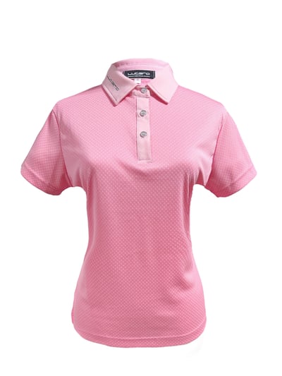 菱格紋印花粉草莓牛奶色-POLO衫短袖上衣-粉（女）1