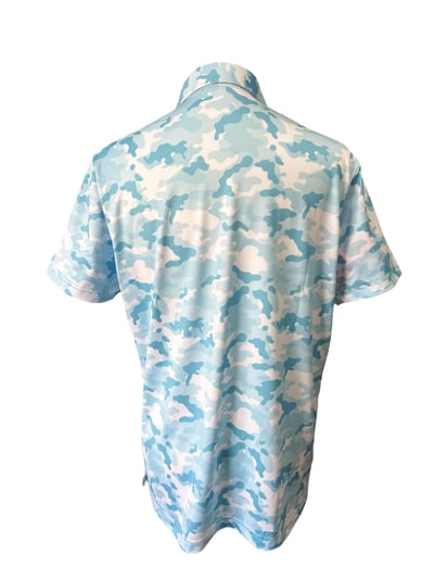 情侶款 | 迷彩圖案POLO衫短袖上衣-碧藍色（男）2