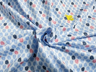 情侶款｜螢火蟲系列 藍與紅葉影跳躍印花 短袖POLO衫-女8