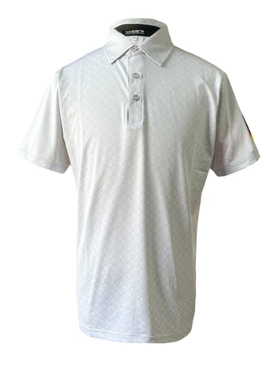 大螺旋槳 菱圓形圖案印花-POLO衫短袖上衣-手袖徽章三色-灰（男） 1