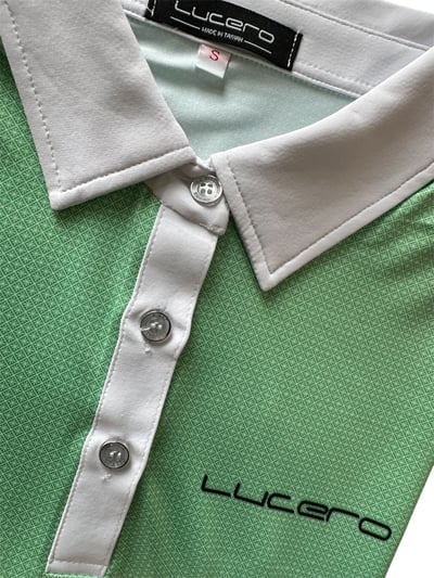 情侶款 | 草綠雪花菱格紋印花-POLO衫短袖上衣-綠（女）4