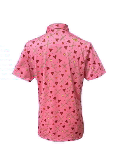 情侶款｜螢火蟲系列 雅痞粉色 撞球印花短袖POLO衫-男2