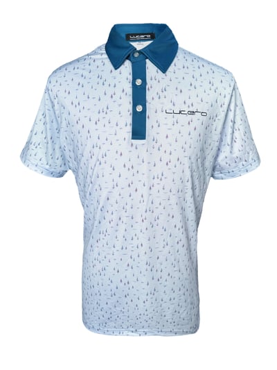 情侶款 | 淺藍帆船印花-POLO衫短袖上衣-靛藍（男）1