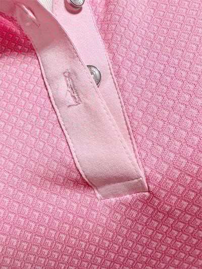 菱格紋印花粉草莓牛奶色-POLO衫短袖上衣-粉（女）4