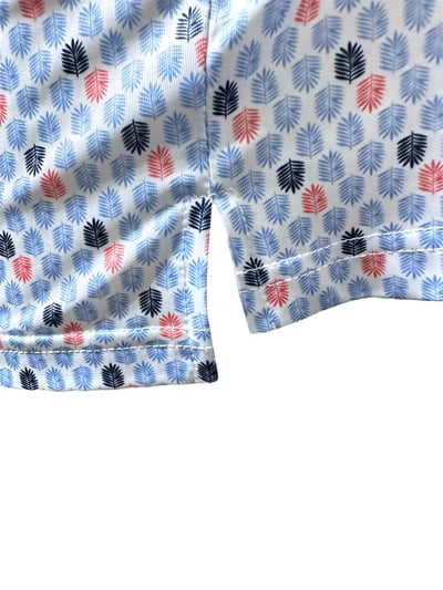 情侶款｜螢火蟲系列 藍與紅葉影跳躍印花 短袖POLO衫-男6