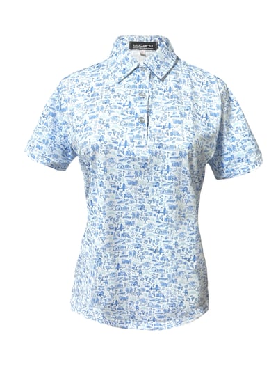 情侶款｜螢火蟲系列 旅遊地圖印花 短袖POLO衫-女1