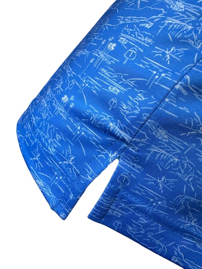 情侶款 | 棕梠樹圖案印花-POLO衫長袖上衣-深藍（女）5