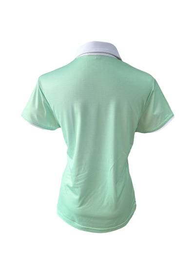 情侶款 | 草綠雪花菱格紋印花-POLO衫短袖上衣-綠（女）2