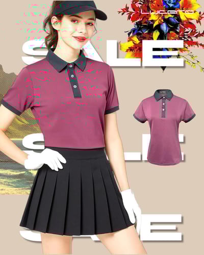 螢火蟲系列  紫莓紅酒撞色 短袖POLO衫-女10