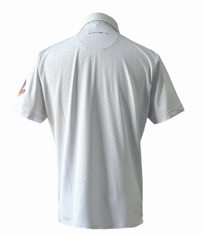 小螺旋槳 菱圓形圖案印花-POLO衫短袖上衣-手袖徽章三色-灰（男）2