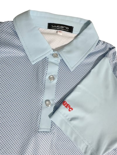 情侶款｜小十字深淺藍印花 短袖POLO衫-女4