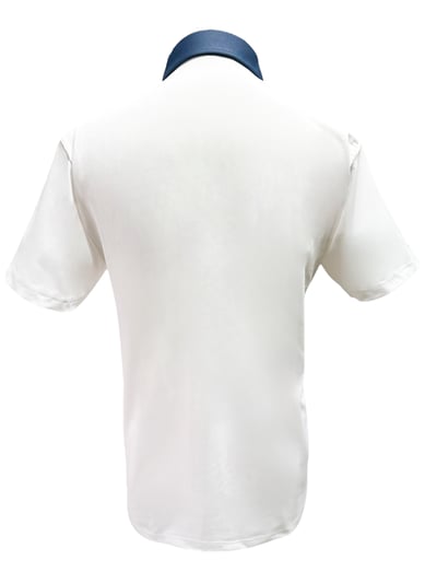 白底藍領繡花LOGO-POLO衫短袖上衣-白（男）2