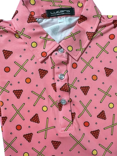 情侶款｜螢火蟲系列 雅痞粉色 撞球印花短袖POLO衫-男4