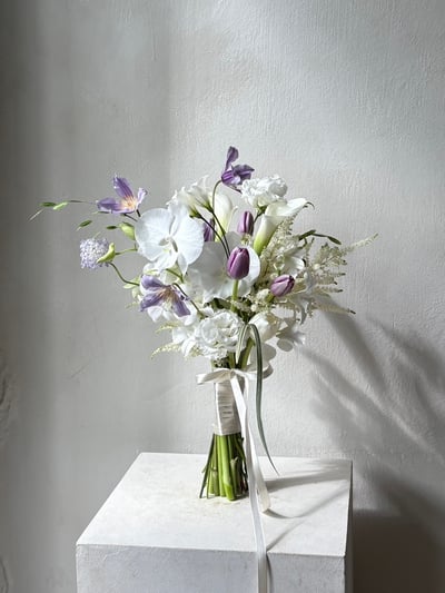 韓式新娘捧花 - 紫白色系4