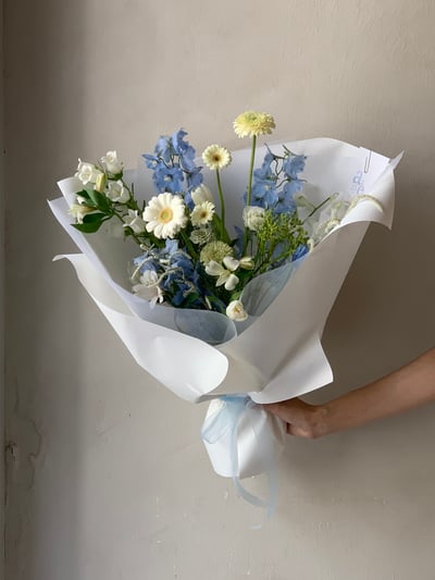 藍白色系混合花束2