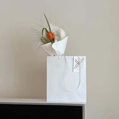 單支染焦糖鬱金香葉材花束1