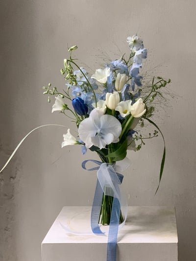 韓式新娘捧花 - 藍白色系2