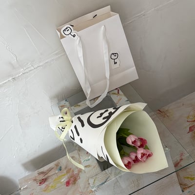 Six Pink Tulips Bouquet (White)5